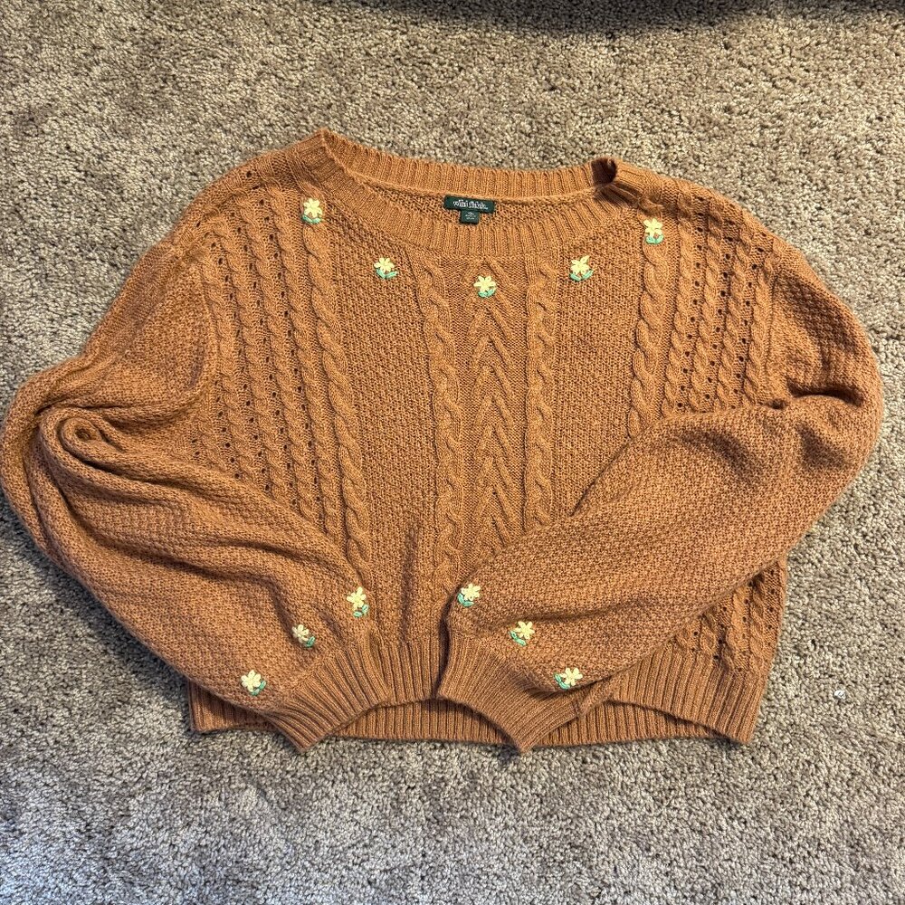 Wild Fable Rust Cable Knit Floral Sweater – Size XXL